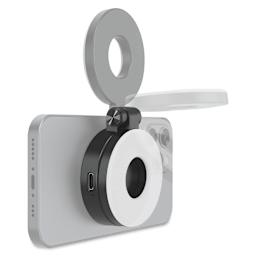 KraftGeek HaloGlow Magnetic Phone Light - Black, attached to phone, phone not included