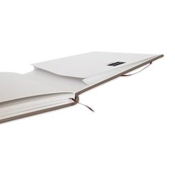 Etchr The Perfect Sketchbook with Deckle Edges - A5 Landscape, 5.8" x 8.3" Cold Press, 300 gsm, angled view of open sketchbook