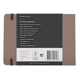 Etchr The Perfect Sketchbook with Deckle Edges - A5 Landscape, 5.8" x 8.3" Cold Press, 300 gsm, back of sketchbook