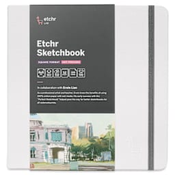 Etchr Mixed Media Hardbound Sketchbook - Hot Press, Square, 8" x 8", 100 lb, front