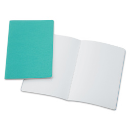 Hahnemühle Sketch and Note Booklets - Blue and Green, 5.83" x 8.27", one booklet opened