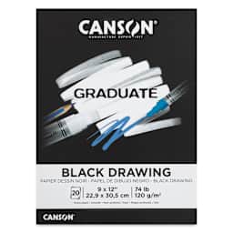 Canson Graduate Black Drawing Pad - 9" x 12", front cover