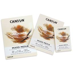 Canson Graduate Toned Mixed Media Pads - Natural, various sizes spread out