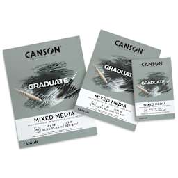 Canson Graduate Toned Mixed Media Pads - Gray, various sizes spread out