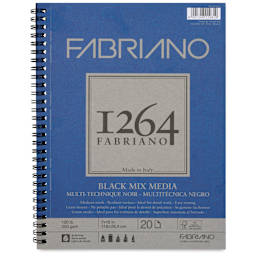 Fabriano 1264 Black Mixed Media Pad - 7" x 10", front cover