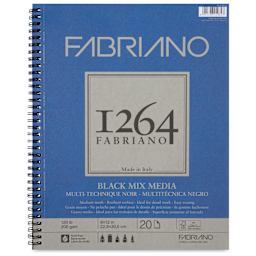 Fabriano 1264 Black Mixed Media Pad - 9" x 12", front cover