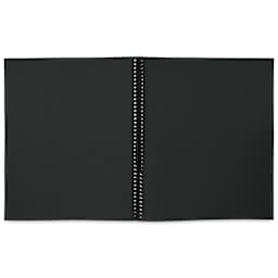 Fabriano 1264 Black Mixed Media Pad - 11" x 14", opened showing sheet