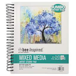 Bee Inspired Jumbo Mixed Media Pad - 9" x 12", Spiral Bound, 114 lb, front cover