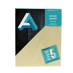 Art Alternatives Classic Wood Panel Value Pack, Studio, .75 in Profile, 8 in x 10 in, 5/Pkg.