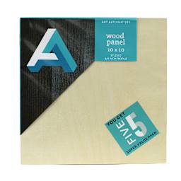 Art Alternatives Classic Wood Panel Value Pack, Studio, .75 in Profile, 10 in x 10 in, 5/Pkg.