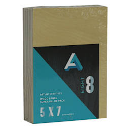 Art Alternatives Wood Panel Super Value Pack, Uncradled, 5 in x 7 in, 8/Pkg.