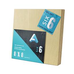 Art Alternatives Wood Panel Super Value Pack, Uncradled, 8 in x 8 in, 6/Pkg.