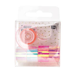 Mini Mirror Rainbow Tape Dispenser Sets 5-Roll Rainbow Pink Set - 12mm x 1.8m