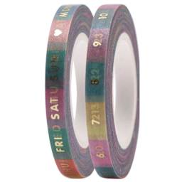 Weekday Planner Tape Sets Weekdays/Date - Rainbow, 2/Pkg.