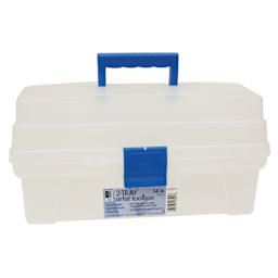 Art Alternatives Artist 2-Tray Toolbox, Translucent Clear, 14" x 7.25" x 7.39"