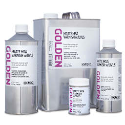 Golden MSA Varnishes with UVLS Matte shown in a variety of sizes