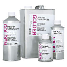 Golden MSA Varnishes with UVLS Satin shown in a variety of sizes