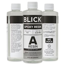 Front, back, and side of Blick Epoxy part A 16 oz bottle.