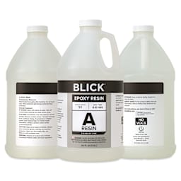 Front, back, and side of the Blick Epoxy Resin Kit - 128 oz bottle