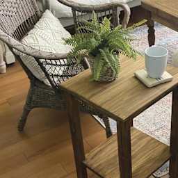 Varathane Less Mess Wood Stain - Dark Walnut used on a table.