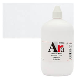 Ara Artists’ Acrylic Paint - Titanium White, 1000 ml bottle and swatch