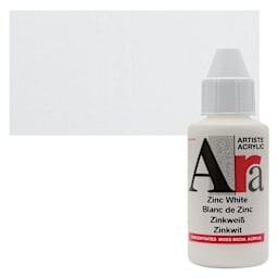 Ara Artists’ Acrylic Paint - Zinc White, 100 ml bottle and swatch
