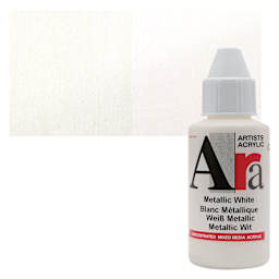 Ara Artists’ Acrylic Paint - Metallic White, 100 ml bottle and swatch