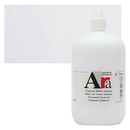 Ara Artists’ Acrylic Paint - Opaque Titanium White, 1000 ml bottle and swatch