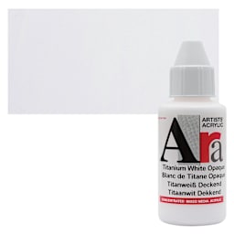 Ara Artists’ Acrylic Paint - Opaque Titanium White, 100 ml bottle and swatch