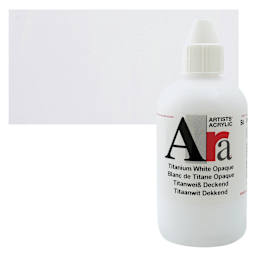 Ara Artists’ Acrylic Paint - Opaque Titanium White, 250 ml bottle and swatch