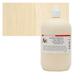 Ara Artists’ Acrylic Paint - Titanium Buff Light, 1000 ml bottle and swatch