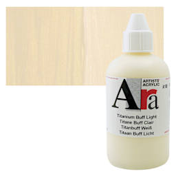 Ara Artists’ Acrylic Paint - Titanium Buff Light, 250 ml bottle and swatch
