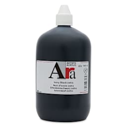 Ara Artists’ Acrylic Paint - Ivory Black Extra, 1000 ml