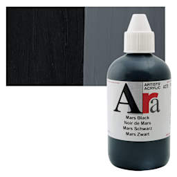 Ara Artists’ Acrylic Paint - Mars Black, 250 ml bottle and swatch