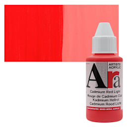 Ara Artists’ Acrylic Paint - Cadmium Red Light, 100 ml bottle and swatch