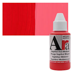 Ara Artists’ Acrylic Paint - Naphthol Red Medium, 100 ml bottle and swatch