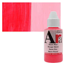 Ara Artists’ Acrylic Paint - Neon Red, 100 ml bottle and swatch