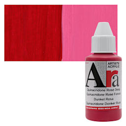 Ara Artists’ Acrylic Paint - Quinacridone Rose Deep, 100 ml bottle and swatch