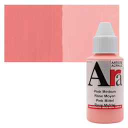 Ara Artists’ Acrylic Paint - Pink Medium, 100 ml bottle and swatch