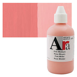 Ara Artists’ Acrylic Paint - Pink Medium, 250 ml bottle and swatch