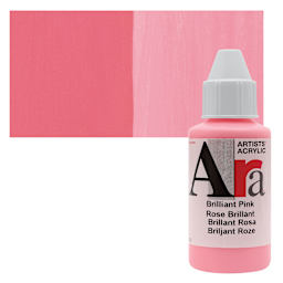 Ara Artists’ Acrylic Paint - Brilliant Pink, 100 ml bottle and swatch