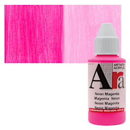 Ara Artists’ Acrylic Paint - Neon Magenta, 100 ml bottle and swatch