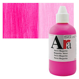 Ara Artists’ Acrylic Paint - Neon Magenta, 250 ml bottle and swatch
