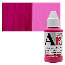 Ara Artists’ Acrylic Paint - Quinacridone Magenta, 100 ml bottle and swatch