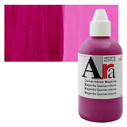 Ara Artists’ Acrylic Paint - Quinacridone Magenta, 250 ml bottle and swatch