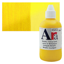 Ara Artists’ Acrylic Paint - Metallic Yellow Gold, 250 ml bottle and swatch