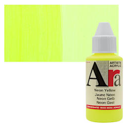 Ara Artists’ Acrylic Paint - Neon Yellow, 100 ml bottle and swatch