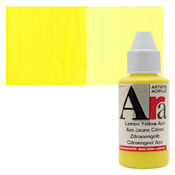 Ara Artists’ Acrylic Paint - Lemon Yellow Azo, 100 ml bottle and swatch