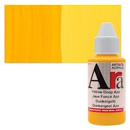 Ara Artists’ Acrylic Paint - Yellow Deep Azo, 100 ml bottle and swatch