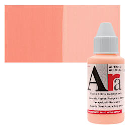 Ara Artists’ Acrylic Paint - Naples Yellow Reddish Extra, 100 ml bottle and swatch